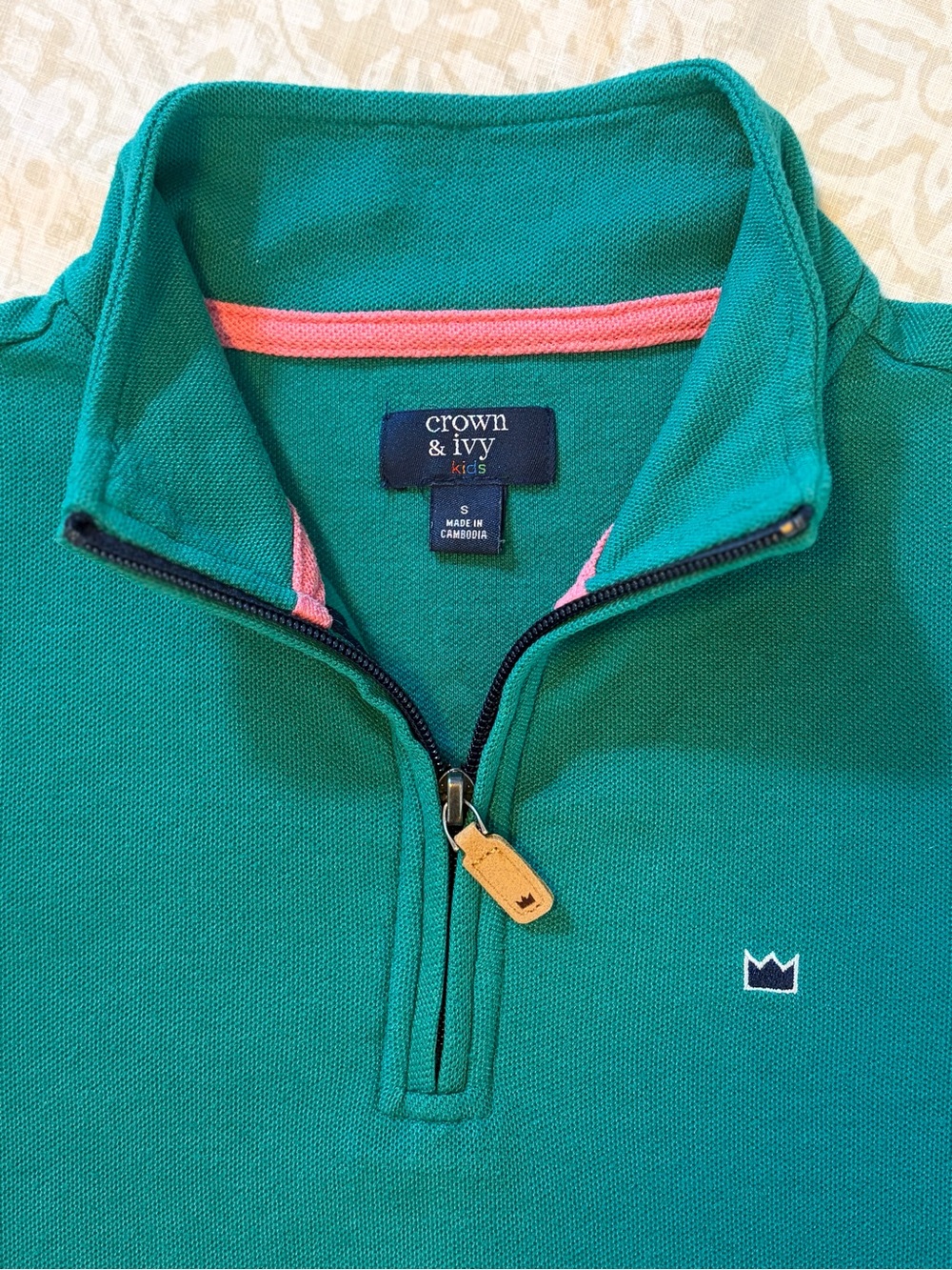 Boys Crown & Ivy teal quarter-zip sweater
